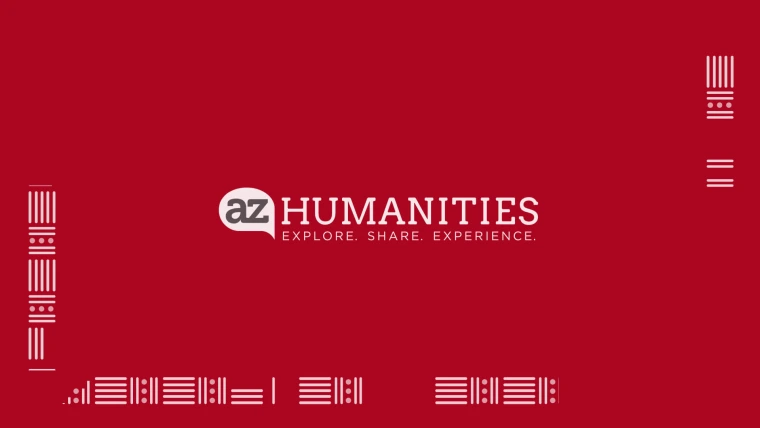 AZ Humanities logo over red background