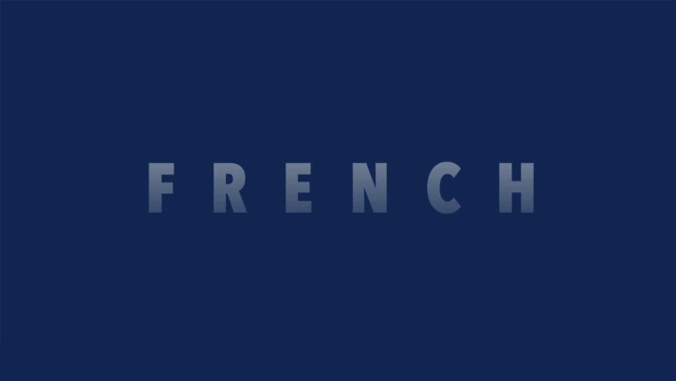 The word French over blue background