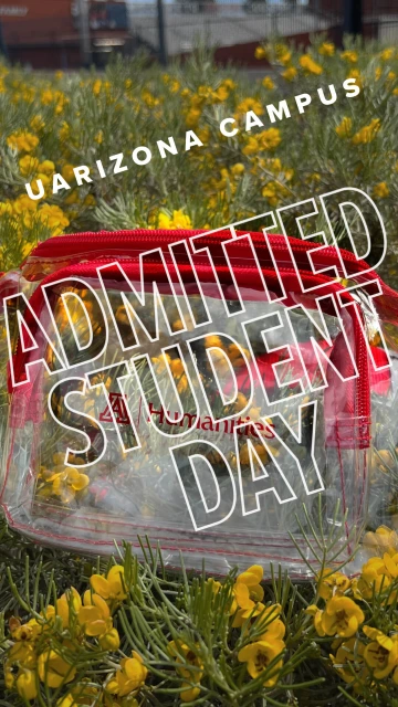 Admitted Student Day text over image of fanny pack